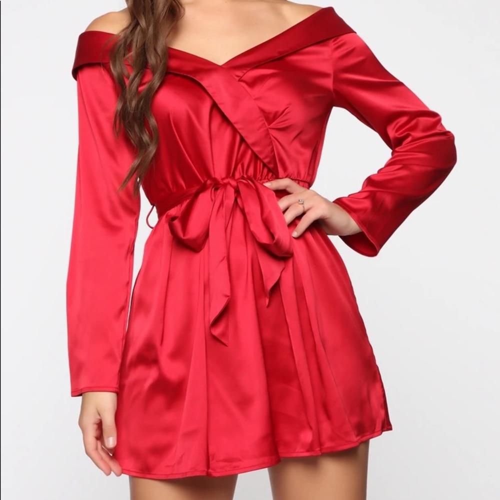 Red Satin Dress - Fashion Nova